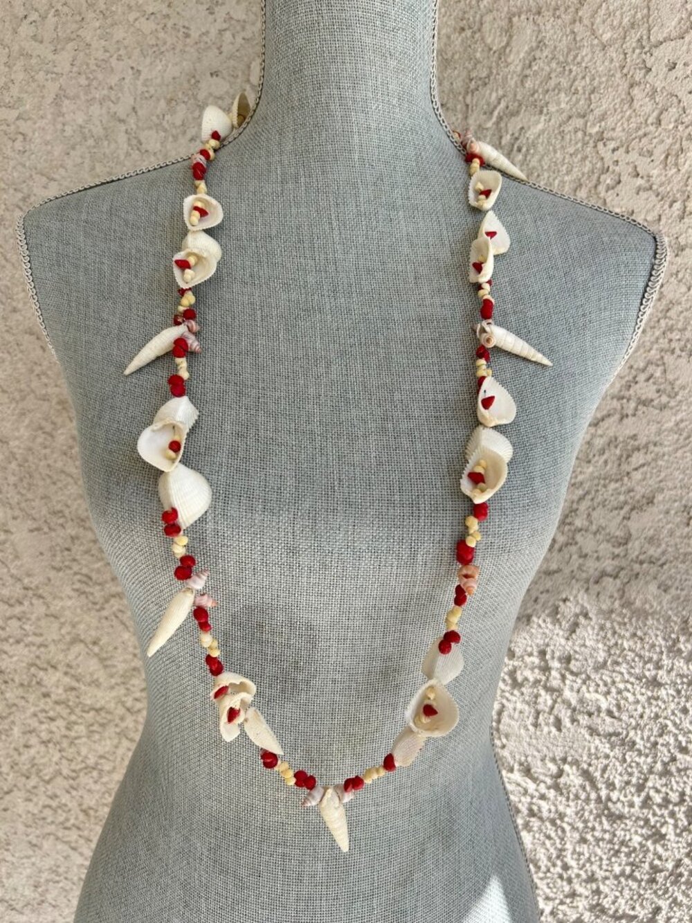 Vintage Hawaiian Mixed Natural Seashell Necklace Lei Handmade Mermaidcore Beachy